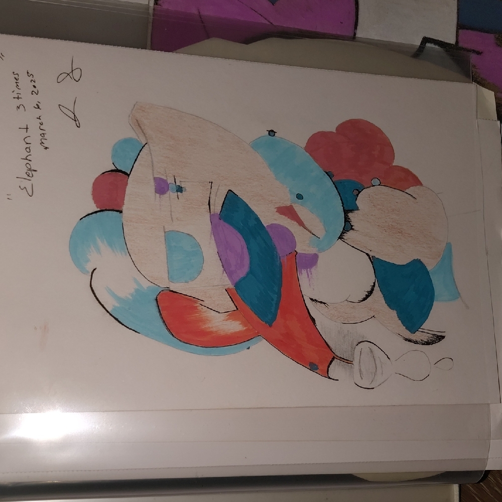 One Of A Kind Colorful Abstract Elephant Illustration